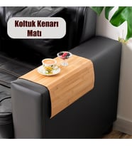 Porsima 220027 Bambu Koltuk Matı Ahşap Kanepe Koltuk Kenarı Sehpa Yan Sehpa Koltuk Katlanabilir Tepsisi