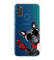 PrintiFy Samsung Galaxy M21 ile Uyumlu Köpek 2 Kamera Korumalı Şeffaf Kılıf