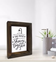 BK Gift Banyo Dekoratif Doğal Masif Ahşap Çerçeve 15x20cm-29 (Beyaz)
