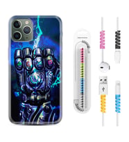 Apple iPhone 11 12 13 14 Pro Max Kılıf Kablo Koruma Spiral Silikon Thunder Play 1760