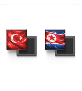 Buzdolap Magnetleri - Kuzey Kore Bayrağı ve Türk Bayrağı - 2'li Set Magneti
