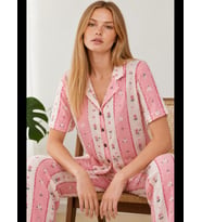 Night Pembe Kadın Kısa Kollu Comfort Pijama Takımı 4738