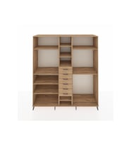 Kronos Dolap 10 Raflı 6 Çekmeceli 3 Askılı 220x59x243 Çam-Çam/Çam