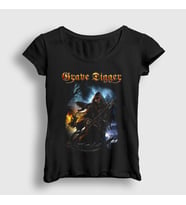 Presmono Kadın Siyah Grim Reaper Grave Digger T-Shirt 548702tt