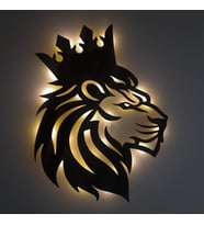 Lucenda Led Işıklı Yan Portre Aslan Figürlü Tablo Duvar Dekorlu Gece Lambası (Sarı)