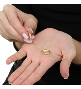 Sıralı Zirkon Taşlı Gold Renk Tam Tur 925 Ayar Gümüş Kadın Küpe