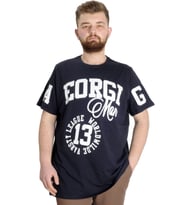Mode XL Büyük Beden Erkek T-shirt GEORGIA 23136 Lacivert