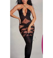 SİYAH-ÇAPRAZ BOYUNLU -VUCUT ÇORABI- ÇOK ŞIK-ÇOK ELEGANCE