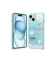 Apple iPhone 14 Plus Uyumlu Kılıf Parlayan Simli Kabartma Figürlü Zore Cevze Kapak (Açık Yeşil)