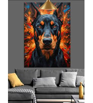 Disiplinli doberman köpek portresi Dekoratif Kanvas - Mdf Ahşap Tablo
