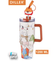 DILLER Quencher Cup 1200 ML Pipetli/Rahat İçim Kulplu Paslanmaz Çelik Termos -FFDILLERD9222 (Pembe)