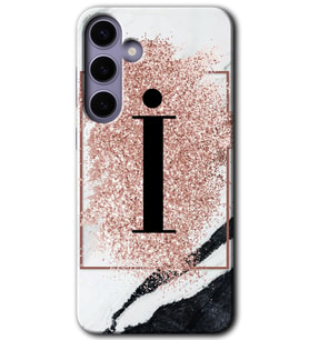 Galaxy S24 Kılıf HD Desen Baskılı Kılıf - Pembe Mermer Desenli İ Harfi