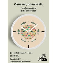 İsme Özel Renkli Balık Çocuk Odası Duvar Saati Orta Boy 30 cm Beyaz Camlı Sessiz