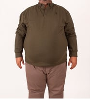 Boldman Büyük Beden Erkek Battal Haki Pamuklu Polo Yaka Sweatshirt