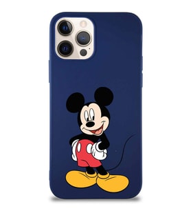 Apple iPhone 12 Pro Soft Premier Kapak Mickey Mouse-E Tasarımlı Silikon Kılıf - Lacivert (Şeffaf)