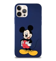 Apple iPhone 12 Pro Soft Premier Kapak Mickey Mouse-E Tasarımlı Silikon Kılıf - Lacivert (Şeffaf)