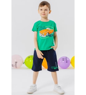 Breeze Girls & Boys Erkek Çocuk Şortlu Takım Antika Araba Temalı 1.5-5 Yaş, Yeşil