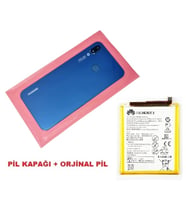 Tkgz Huawei Uyumlu P20 Lite Arka Pil batarya Kapağı + PİL (CAM KAMERA LENSİ) MAVİ