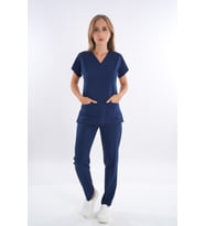 Lacivert Renk Hipoya Çamaşır Suyuna Dayanıklı Scrubs Takım İş Kıyafeti Unisex Model (Lacivert)