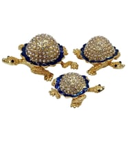 Swarovski Taşlı Mavi Kaplumbağa Mücevher Kutusu Üçlü Set (Çok Renkli)