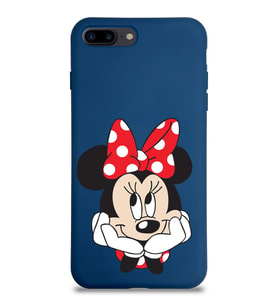 Apple iPhone 7 Plus Uyumlu Lansman Kılıf Minnie Mouse Tasarımlı Altı Kapalı İçi Kadife Kaplı  Kapak (Şeffaf)