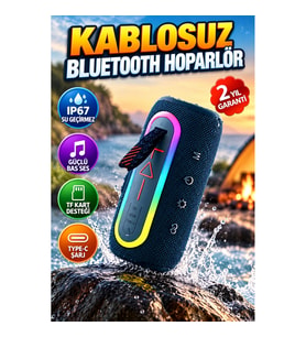 IP67 Su Geçirmez Taşınabilir Bluetooth Hoparlör Güçlü Bas TF Kart USB Type-C