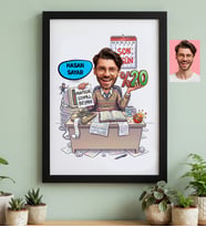 Kişiye Özel Karikatürlü Muhasebeci Siyah Çerçeve Muhasebeciler Günü Hediyesi