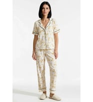 Kadın Gömlek Yaka Standart Kol Regular Kalıp Bürümcük Dokulu Örme Pijama Takımı Fonksiyonel