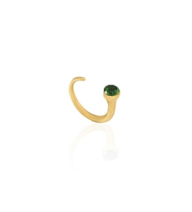 Kadir Jewellery 22 Ayar Altın Kaplama Zirkon Taşlı Ayarlanabilir Kadın Minimal Yüzük (Yeşil)