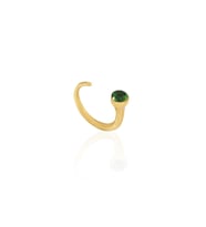 Kadir Jewellery 22 Ayar Altın Kaplama Zirkon Taşlı Ayarlanabilir Kadın Minimal Yüzük (Yeşil)