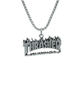 Thrasher Magazine Örme Zincir Kolye - Gümüş Kaplama - Erkek Kadın Kolye - No:1459
