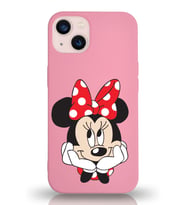 Apple iPhone 13 Mini  Lansman Kılıf Minnie Mouse Tasarımlı Altı Kapalı İçi Kadife Kaplı  Kapak (Şeffaf)