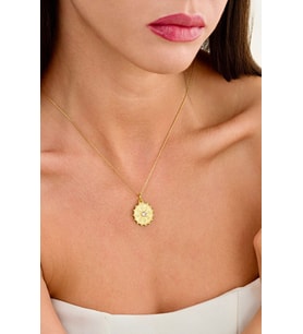 14 K Gold Kaplama 925 Ayar Gümüş El Işi Zirkon Kolye