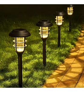 Güneş Enerjili 6'lı Bahçe Aydınlatma,Solar LED Yol Işığı-Su Geçirmez Dekoratif Çim,Yürüyüş Yolu Işık (Günışığı)