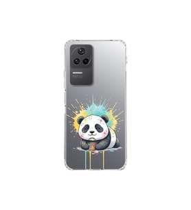 Poco F4 ile Uyumlu Splash Panda Tasarımlı Şeffaf Silikon Kılıf