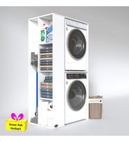 Kenzlife çamaşır-kurutma makinesi dolabı demyan sol byz 180*090*60 banyo arkalıksız + tekli duvar rafı hediyeli (Karışık)