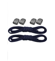Akıllı Kilitli Ayarlanabilir 1 Çift Koyu Lacivert 6 MM Lastik Pratik Bağcık