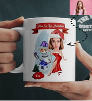 Yılın En İyi Arkadaşı Kadın Karikatürlü Kişiye Özel Yılbaşı Kupası