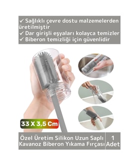 Özel Üretim Yüksek Kaliteli Çevre Dostu Uzun Saplı Kavanoz Bardak Biberon Temizleme Fırçası 33 Cm
