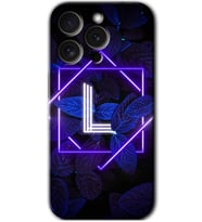 İphone 15 Pro Max Kılıf HD Desen Baskılı Kılıf - Dark Neon Yaprak L Harfi