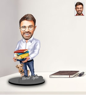 Kişiye Özel Öğretmen Karikatürlü İki Katmanlı Ahşap Biblo Bay-20