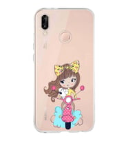 Huawei P20 Lite Uyumlu Kapak Vespagirl Tasarımlı Şeffaf Silikon Kılıf