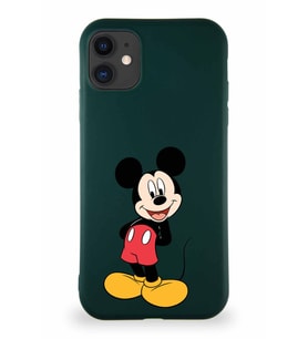 Apple iPhone 11 Soft Premier Kapak Mickey Mouse-B Tasarımlı Silikon Kılıf - Yeşil (Şeffaf)