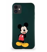 Apple iPhone 11 Soft Premier Kapak Mickey Mouse-B Tasarımlı Silikon Kılıf - Yeşil (Şeffaf)