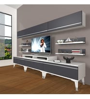 Decoraktiv Ekoflex 8Y Mdf Silver Tv Ünitesi Tv Sehpası - Beyaz Antrasit (Beyaz - Antrasit)