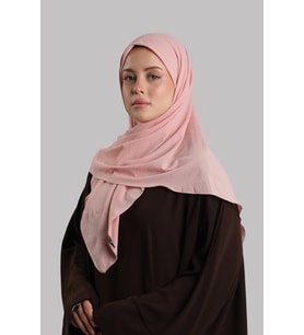 Pembe Düz Klasik Eşarp İtalyan Dikişli Relax Kumaş Sade 202209_04