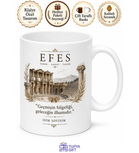 Efes Tiyatrosu İzmir Hatırası Beyaz Porselen Hediye Çay Kupası