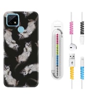 Realme C11 C21 C21Y C25Y C11 2021 Kılıf Kablo Koruma Spiral Silikon Sevimli Kedicikler 1785