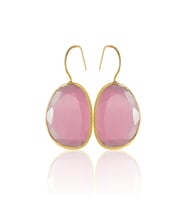 Kadir Jewellery 22 Ayar Altın Kaplama Fosil Taşlı Küpe -El İşçiliği Ve Hipoalerjenik Küpe