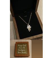 Kişiye Özel Ahşap Kutulu  Lotus Çiçeği Kolye - Gold Seri